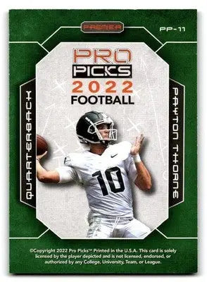 2022 Pro Picks Premier #PP-11 Payton Thorne - Football Card Single