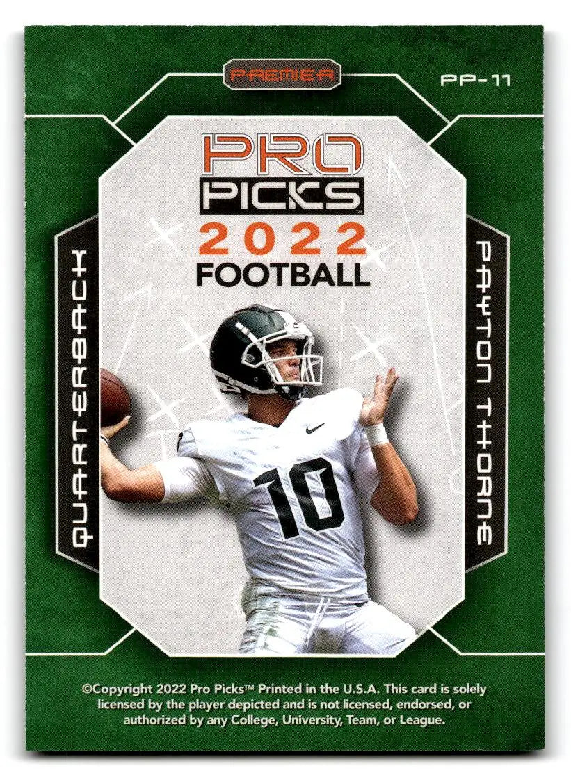 2022 Pro Picks Premier #PP-11 Payton Thorne - Football Card Single