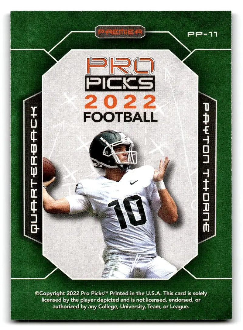 2022 Pro Picks Premier #PP-11 Payton Thorne - Football Card Single