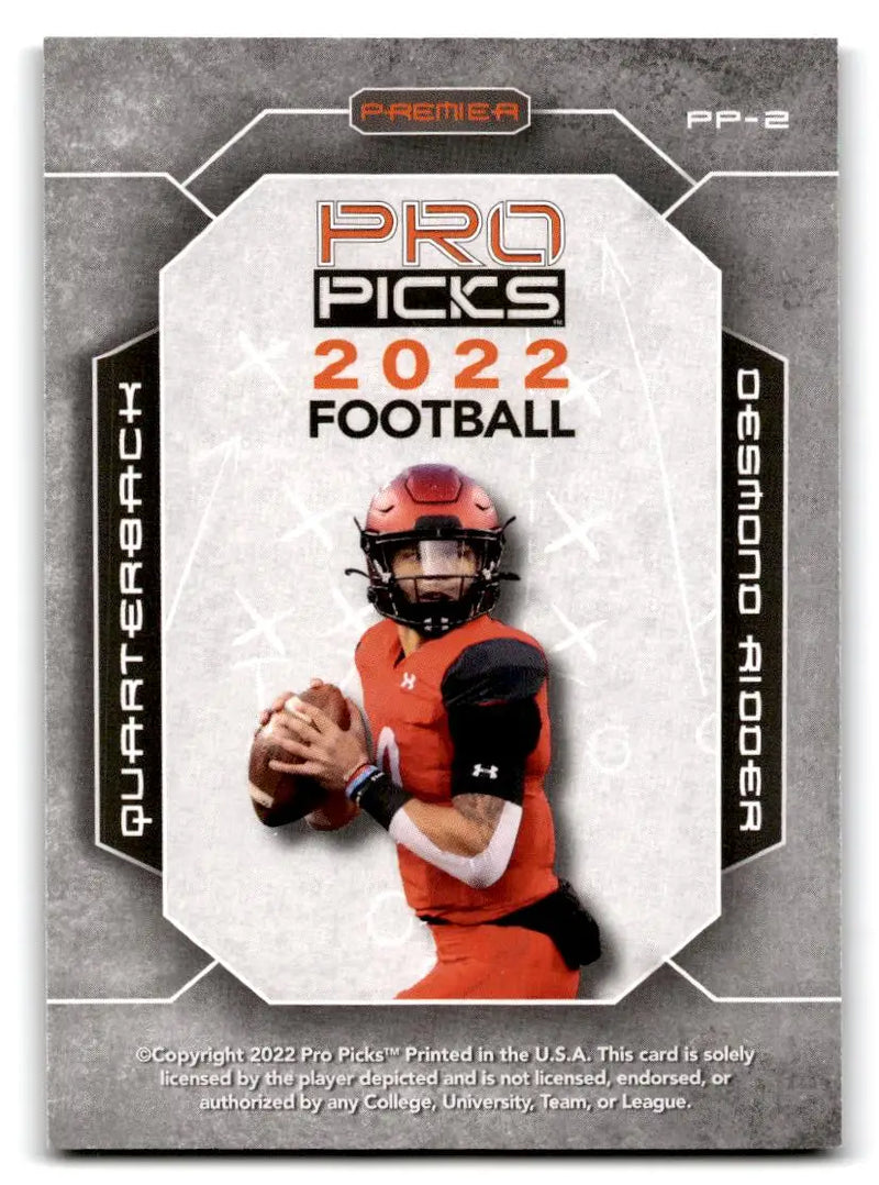 2022 Pro Picks Premier #PP-2 Desmond Ridder - Football Card Single