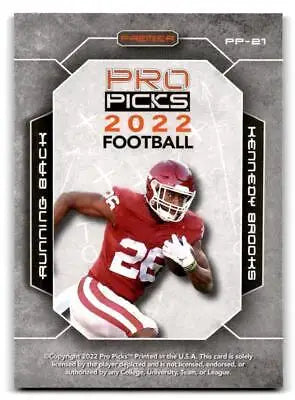 Football trading card of Kennedy Brooks from 2022 Pro Picks Premier #PP-21