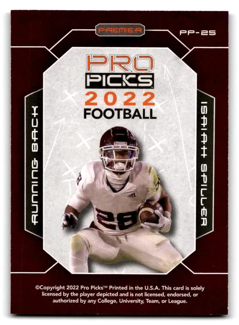 2022 Pro Picks Premier #PP-25 Isaiah Spiller - Football Card Single
