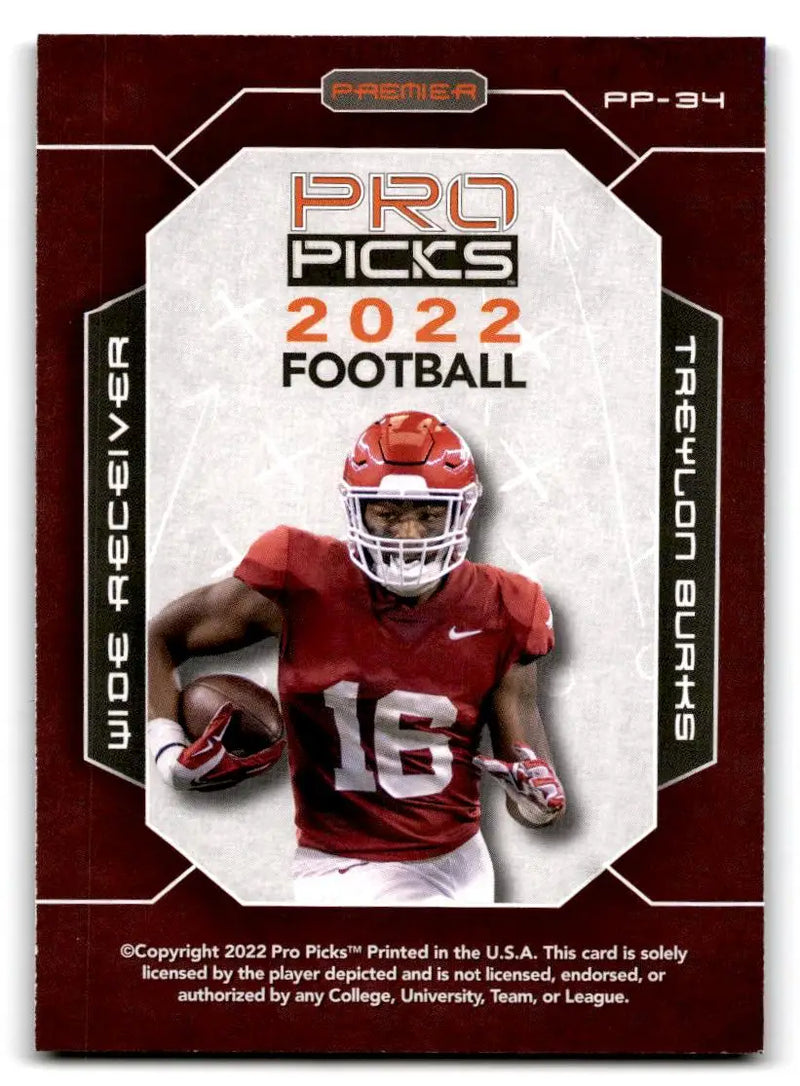 2022 Pro Picks Premier #PP-34 Treylon Burks - Football Card Single