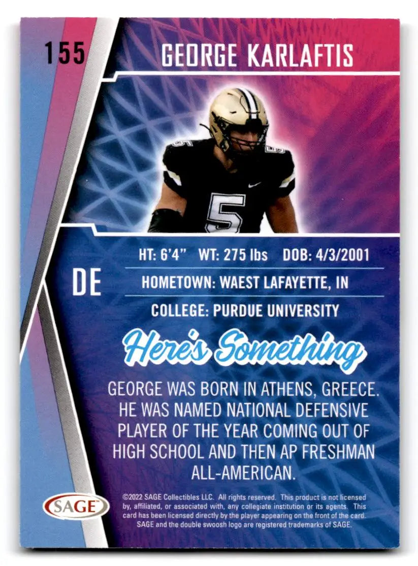 2022 SAGE #155 George Karlaftis Silver - Football Card Single
