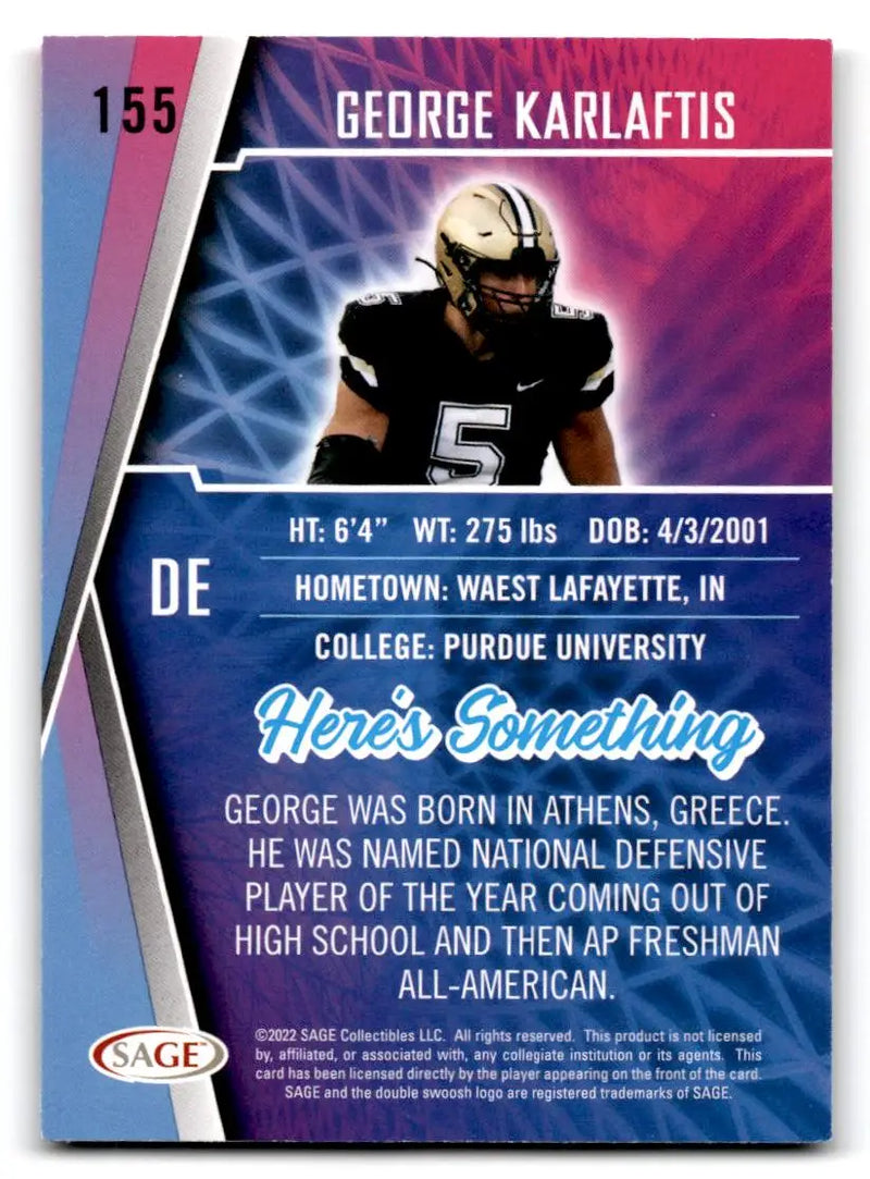 2022 SAGE #155 George Karlaftis Silver - Football Card Single