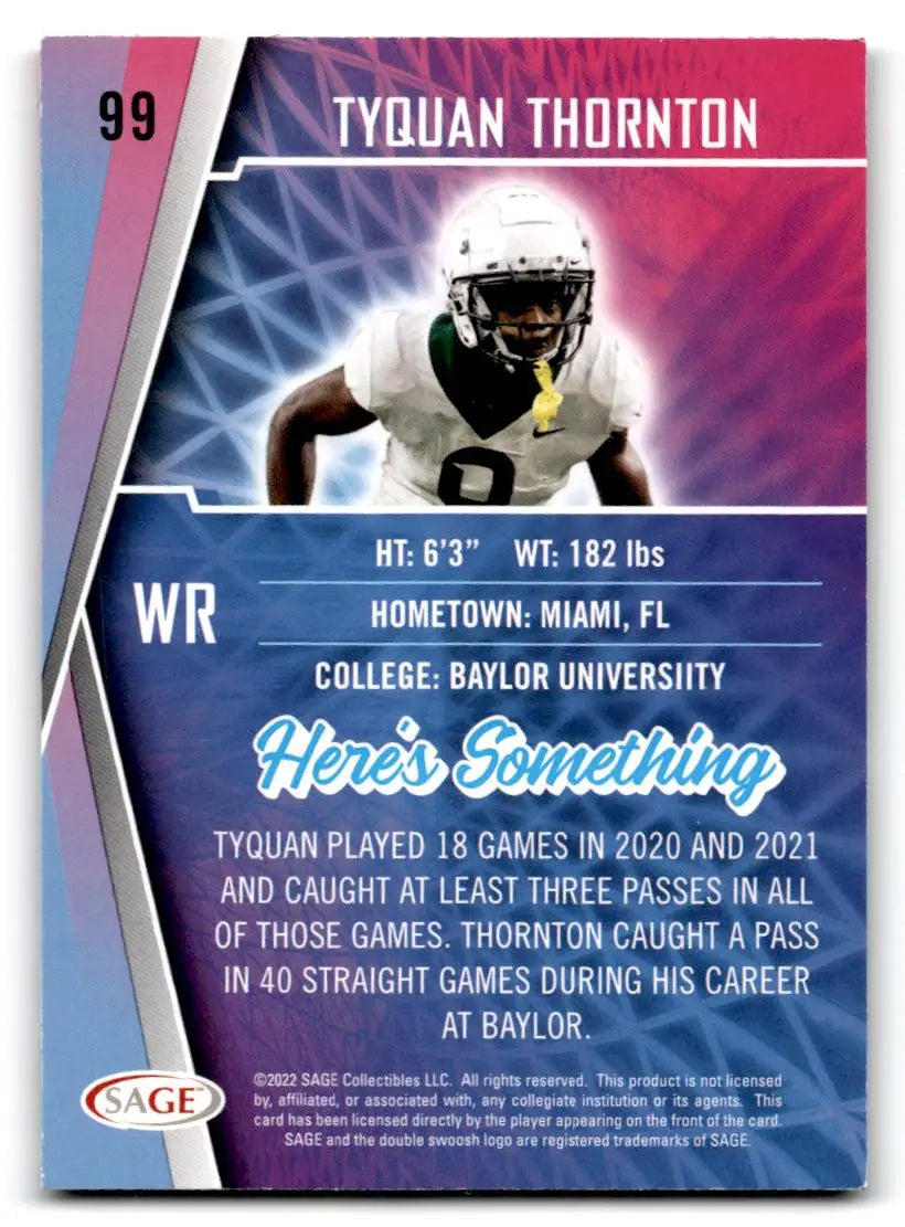 2022 SAGE #99 Tyquan Thornton - Football Card Single
