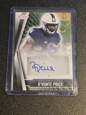 2022 SAGE Artistry #A-DVP D’Vonte Price Autographs Green - Football Card Single