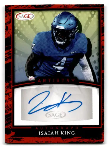Isaiah King autographed football card from Sage Artistry Autographs Red collection