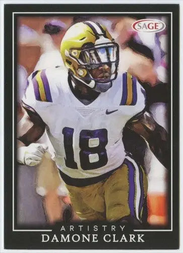 Football trading card from 2022 SAGE Artistry Black Border Damone Clark NM-MT