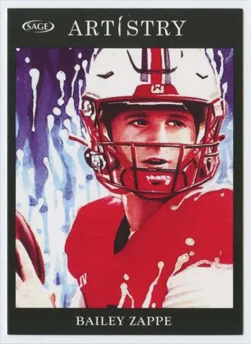 Bailey Zappe football card from 2022 Sage Artistry Black Border collection