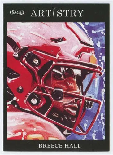Breece Hall football card from 2022 SAGE Artistry Black Border series in NM-MT condition