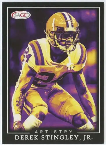 Derek Stingley Jr. football card from 2022 SAGE Artistry Black Border series