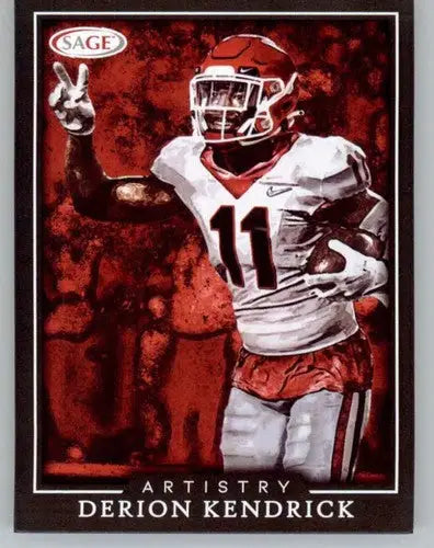 Derion Kendrick football card from 2022 Sage Artistry Black Border series near mint