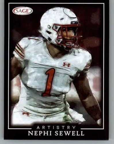 Nephi Sewell football card with original gloss in 2022 SAGE Artistry Black Border style