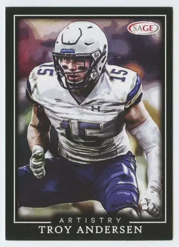 Troy Andersen football card from 2022 Sage Artistry Black Border series in NM-MT condition