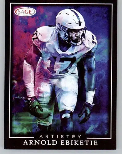 2022 Sage Artistry Black Border Arnold Ebiketie football card in near mint condition