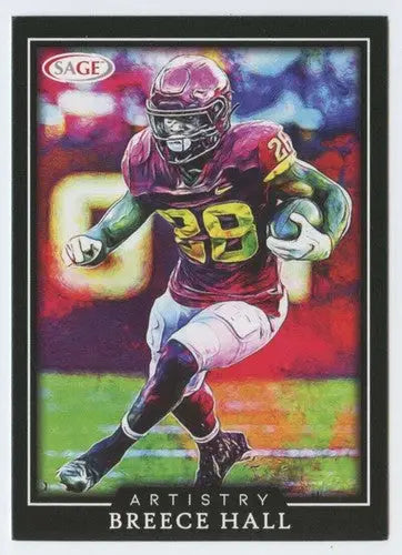 Breece Hall football card from 2022 SAGE Artistry Black Border series perfect for collectors