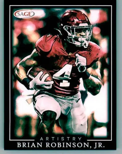 2022 Sage Artistry Black Border Brian Robinson Jr. football card with original gloss