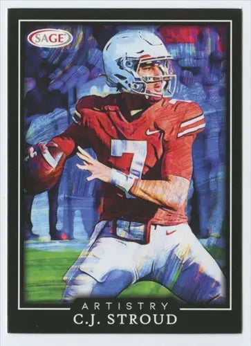 C.J. Stroud football card from 2022 Sage Artistry Black Border collection