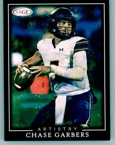 2022 Sage Artistry Black Border Chase Garbers football card, pristine NM-MT condition