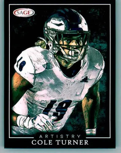 Cole Turner football card from 2022 SAGE Artistry Black Border series