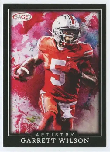 Original gloss Garrett Wilson football card in Sage Artistry Black Border series
