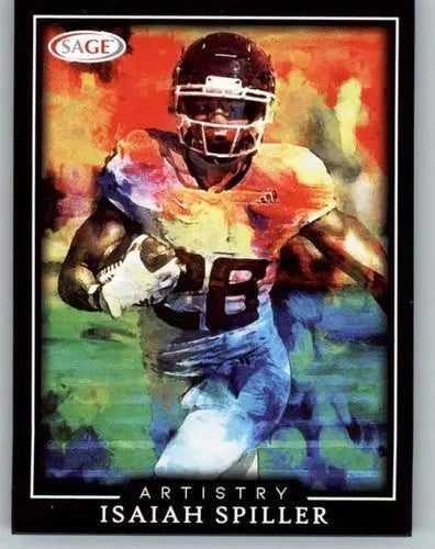 Isaiah Spiller football card with Sage Artistry Black Border from 2022 SAGE Artistry Black