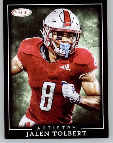 Jalen Tolbert football card from Sage Artistry Black series with original gloss and ID 56632