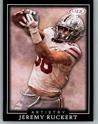 Jeremy Ruckert football card from 2022 SAGE Artistry Black Border with original gloss
