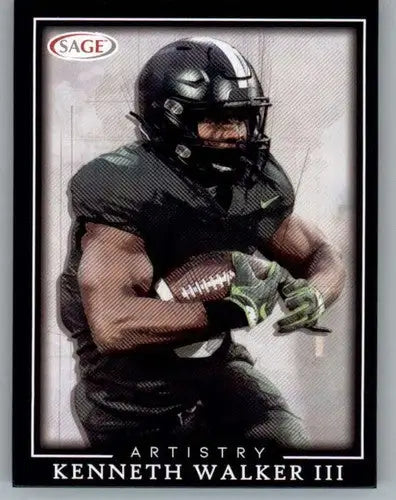 Kenneth Walker III football card from 2022 Sage Artistry Black Border collection