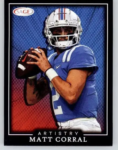 2022 SAGE Artistry Black Border Matt Corral football card in sage artistry collection