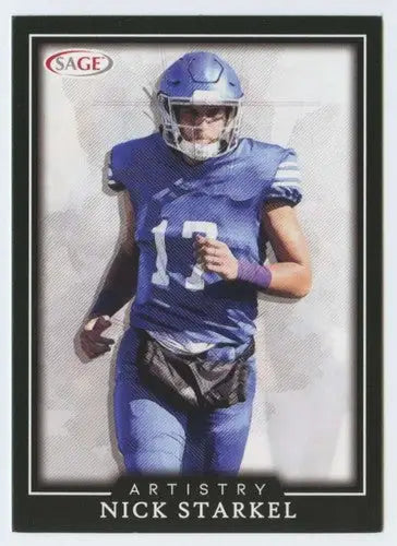 Nick Starkel football card from 2022 Sage Artistry Black Border collection
