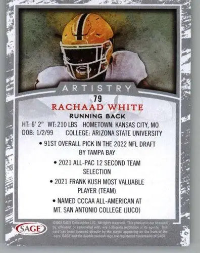 2022 SAGE Artistry Black Border #79 Rachaad White NM Near Mint ID:66208 - Football Card Single