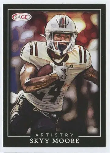 Skyy Moore football card with original gloss from 2022 SAGE Artistry Black Border collection
