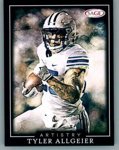 2022 Sage Artistry Black Border Tyler Allgeier football card in near mint condition