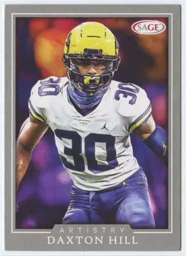 Daxton Hill football card with Sage Artistry Silver Border in 2022 SAGE Artistry Silver series