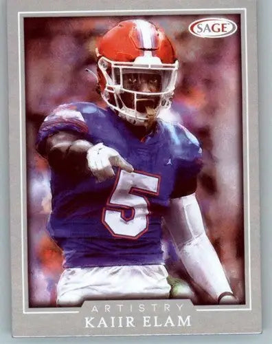 Kaiir Elam football card with original gloss in 2022 Sage Artistry Silver Border design