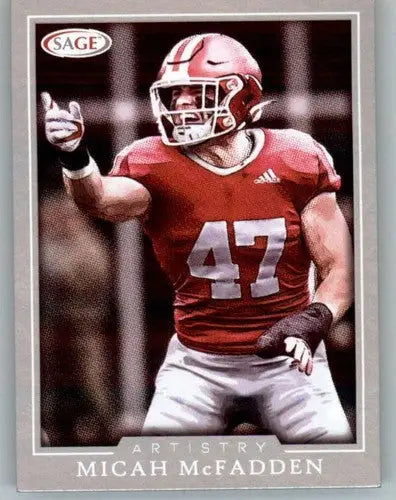 Micah McFadden football card with Sage Artistry Silver border in 2022 SAGE Artistry collection