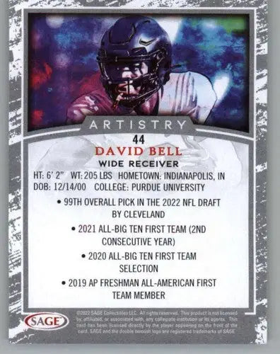 2022 SAGE Artistry Silver Border #44 David Bell NM Near Mint ID:66120 - Football Card Single