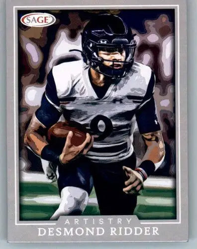 Original gloss Desmond Ridder football card with Sage Artistry Silver border and artistry silver border