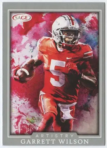 Garrett Wilson football card with Sage Artistry Silver border, near mint condition