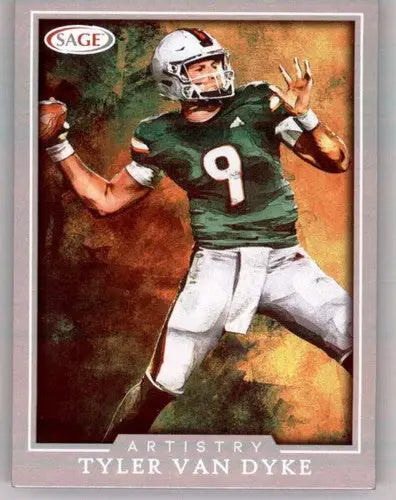 Tyler Van Dyke football card with artistry silver border from 2022 SAGE Artistry Silver Border series