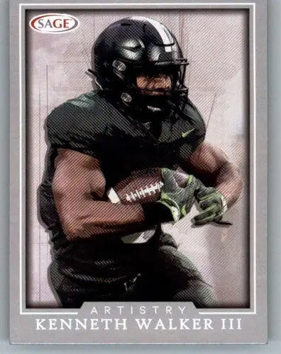Kenneth Walker III football card from 2022 SAGE Artistry Silver Border collection