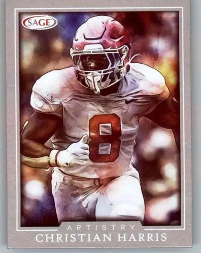 Christian Harris football card from 2022 SAGE Artistry Silver Border collection