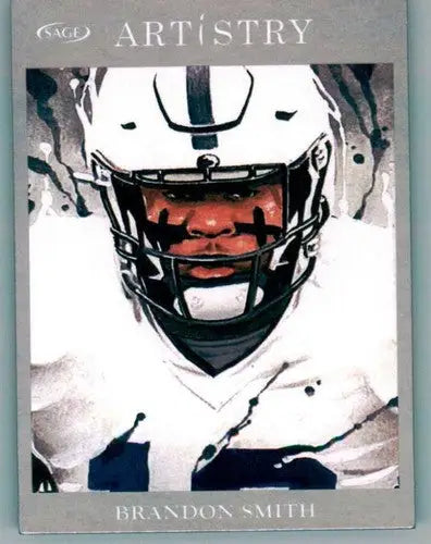 Football card of Brandon Smith from Sage Artistry Silver Border 2022 product in near mint condition