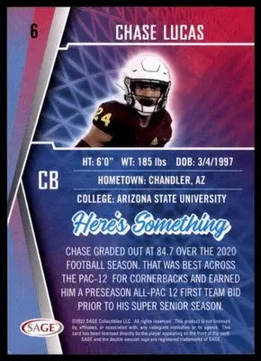 2022 SAGE Chase Lucas 6 Cincinnati Bengals