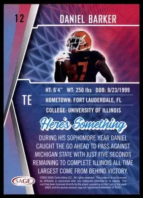 2022 SAGE Daniel Barker 12 Cleveland Browns