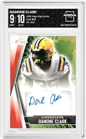 2022 Sage High Series Damone Clark #A-DC3 Auto Red Football AC 9/10 - Football Card Single