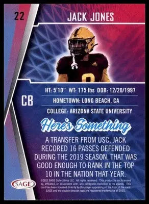 2022 SAGE Jack Jones 22 New England Patriots