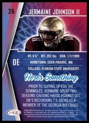 2022 SAGE Jermaine Johnson II 26 New York Jets